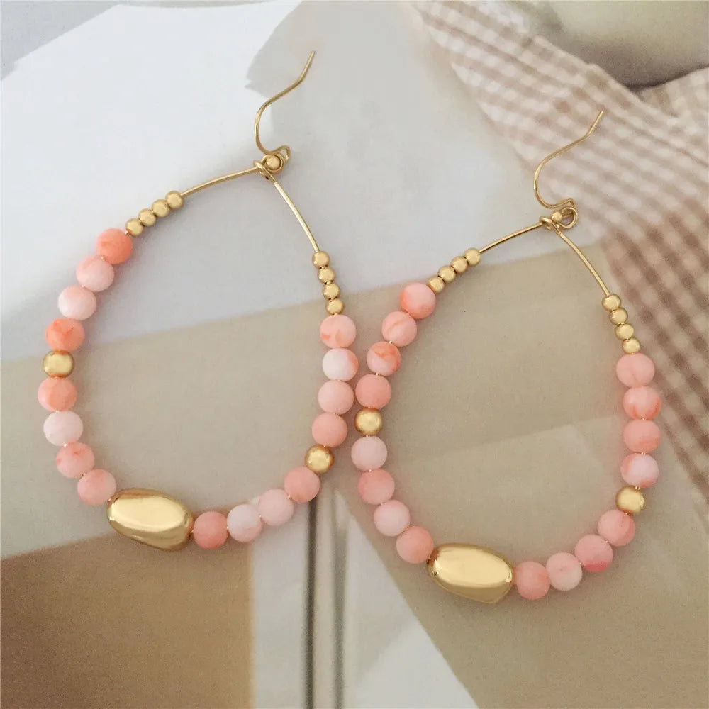 Vintage Bohemian Bead Earrings Acrylic Hanging Jewelry