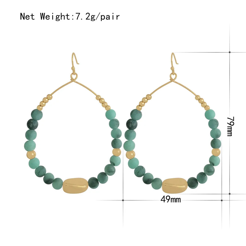 Vintage Bohemian Bead Earrings Acrylic Hanging Jewelry