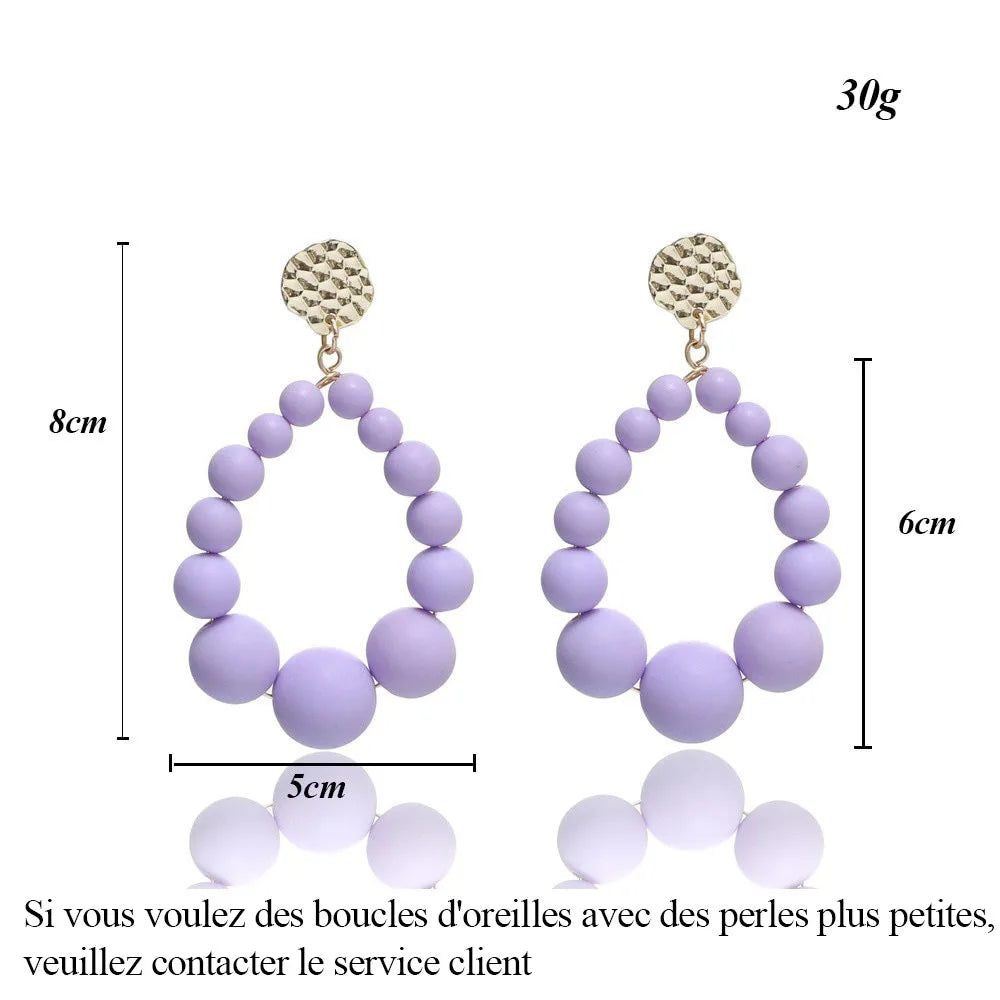 Bohemian Bead Hyperbol Earrings Vintage Acrylic Hanging