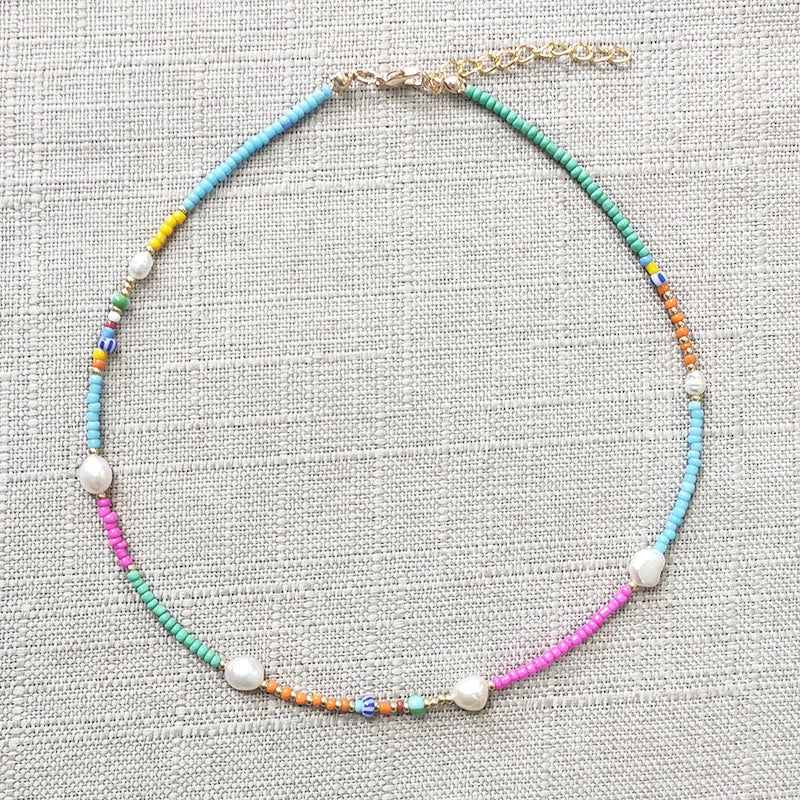 Bohemian Beads Mix Match Necklace Summer Charm Pearl Choker Party Travel