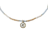 Bohemian Crystal Beaded Necklace with Shell Letter Pendant