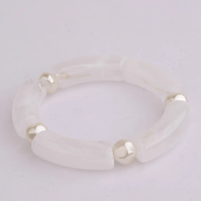 Colorful Acrylic Tube Pearl Charm Bracelet For Women