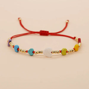 Bohemian Bead Heart Charm Women Bracelet Red Rope Lucky Gift
