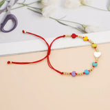 Bohemian Bead Heart Charm Women Bracelet Red Rope Lucky Gift