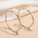 Colorful Bead Hoop Earrings Metal Statement Boho Jewelry