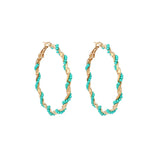 Colorful Bead Hoop Earrings Metal Statement Boho Jewelry