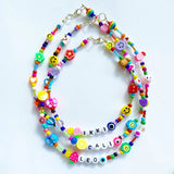 Bohemian Colorful Beaded Necklace Personalized Name Fruit Beads Charm Jewelry