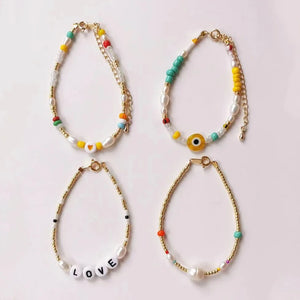 Handmade Bohemian Beads Bracelet with Yellow Eye Embellishment
