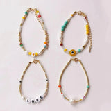 Handmade Bohemian Beads Bracelet with Yellow Eye Embellishment