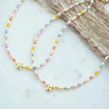 Bohemian Colorful Beads Pearl Necklace with A-Z Letter Pendant