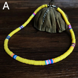 Colorful Clay Choker Necklace For Women Boho Rainbow Beads