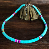 Colorful Clay Choker Necklace For Women Boho Rainbow Beads