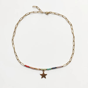 Colorful Crystal Bead Necklace Punk Chain Charm