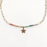 Colorful Crystal Bead Necklace Punk Chain Charm