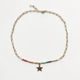 Colorful Crystal Bead Necklace Punk Chain Charm