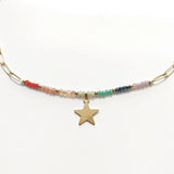 Colorful Crystal Bead Necklace Punk Chain Charm