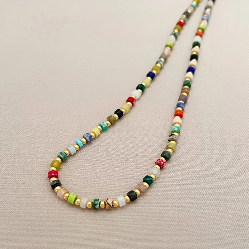 Bohemian Stone Bead Choker Necklace for Women