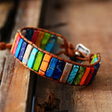 Bohemian Colorful Stone Bracelets Hand-woven Leather Cord Party Jewelry