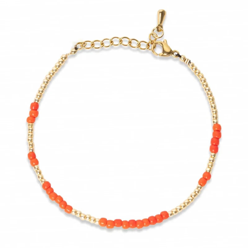 Bohemian Seed Bead Adjustable Bracelet with Freshwater Pearl - Colorful Bangle