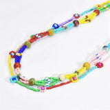 Bohemian Seed Bead Pearl Flower Choker Necklace Multi-layer Chain