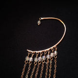 Boho Feather Ear Hook Earrings Tassels Cuff Clip-on