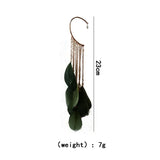 Boho Feather Ear Hook Earrings Tassels Cuff Clip-on