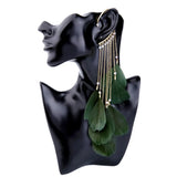 Boho Feather Ear Hook Earrings Tassels Cuff Clip-on