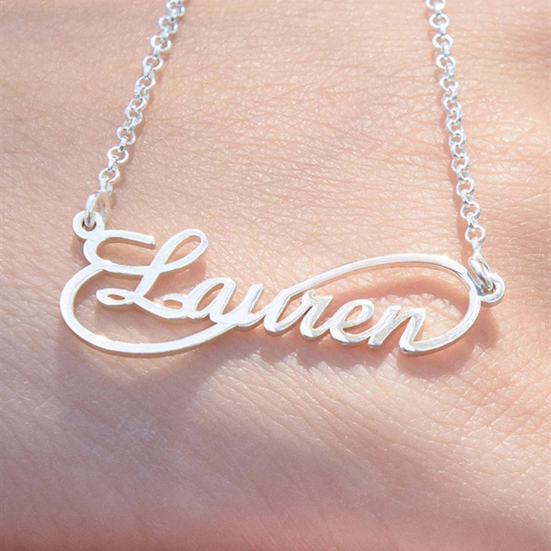 Bohemian Name Necklace Stainless Steel Chain Personalized Infinity Necklace