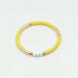 Enamel Women's Bracelet, Bamboo Tube, Rainbow Color-blocking