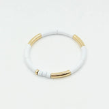 Enamel Women's Bracelet, Bamboo Tube, Rainbow Color-blocking