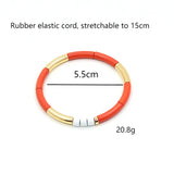 Enamel Women's Bracelet, Bamboo Tube, Rainbow Color-blocking