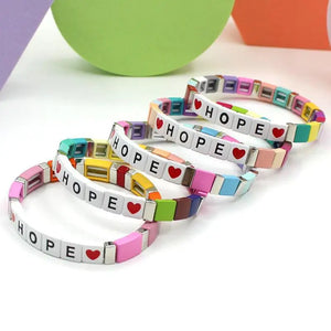 Boho Macaron Unicorn Enamel Cuff Bracelet - Customizable Letter Bracelet