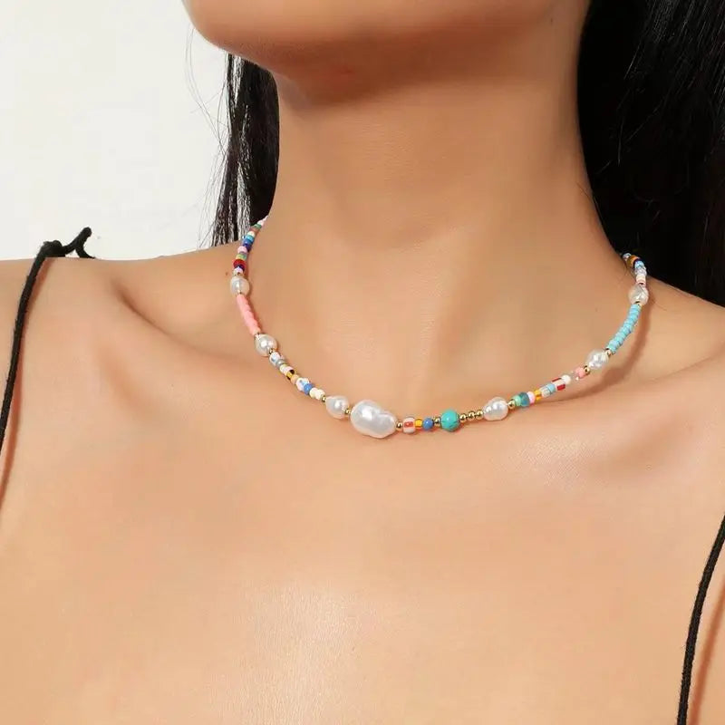 Bohemian Daisy Flower Necklace Colored Choker Delicate Chain