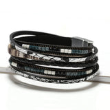 Bohemian Braided Leather Bracelet Vintage Womens on Hand Magnet Clasp Jewelry