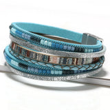 Bohemian Braided Leather Bracelet Vintage Womens on Hand Magnet Clasp Jewelry