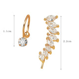 Crystal Leaf Flower Ear Cuff Clip On Earrings for Women