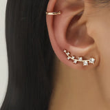 Crystal Leaf Flower Ear Cuff Clip On Earrings for Women