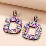Colorful Heart Shaped Earrings Bohemian Ethnic Long Studs