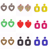 Colorful Heart Shaped Earrings Bohemian Ethnic Long Studs