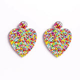 Colorful Heart Shaped Earrings Bohemian Ethnic Long Studs
