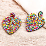 Colorful Heart Shaped Earrings Bohemian Ethnic Long Studs