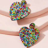 Colorful Heart Shaped Earrings Bohemian Ethnic Long Studs