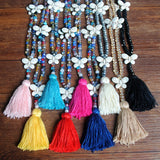 Ethnic Fringed Crystal Beaded Long Necklace with Butterfly Pendant