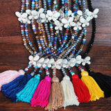 Ethnic Fringed Crystal Beaded Long Necklace with Butterfly Pendant