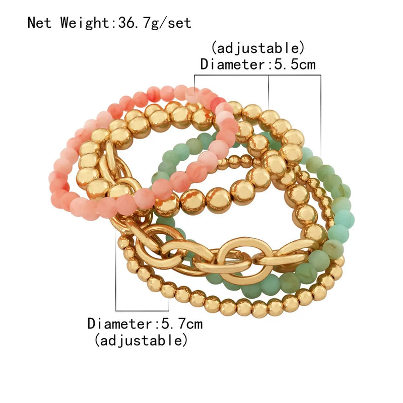 Boho Multicolor Bracelet Sets Ethic Beads Punk Jewelry