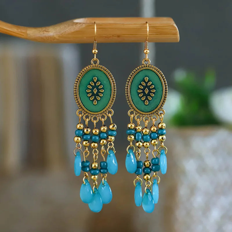 Long Acrylic Crystal Water Drop Earrings for Women Retro Geometric Dangle