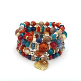 Bohemian Multi-layer Bracelet Crystal Peach Heart Beaded Hand Jewelry