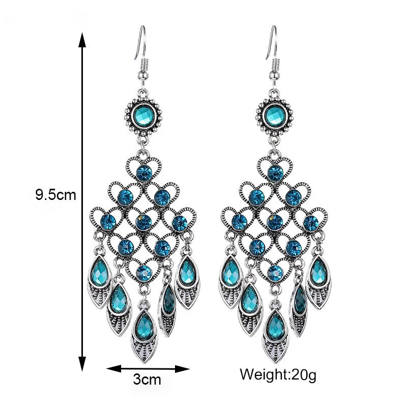 Bohemian Rhinestone Earrings Vintage Style Multilayer Drop Jewelry