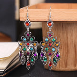 Bohemian Rhinestone Earrings Vintage Style Multilayer Drop Jewelry