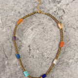 Boho Natural Stone Beaded Necklace Choker Vintage Jewelry